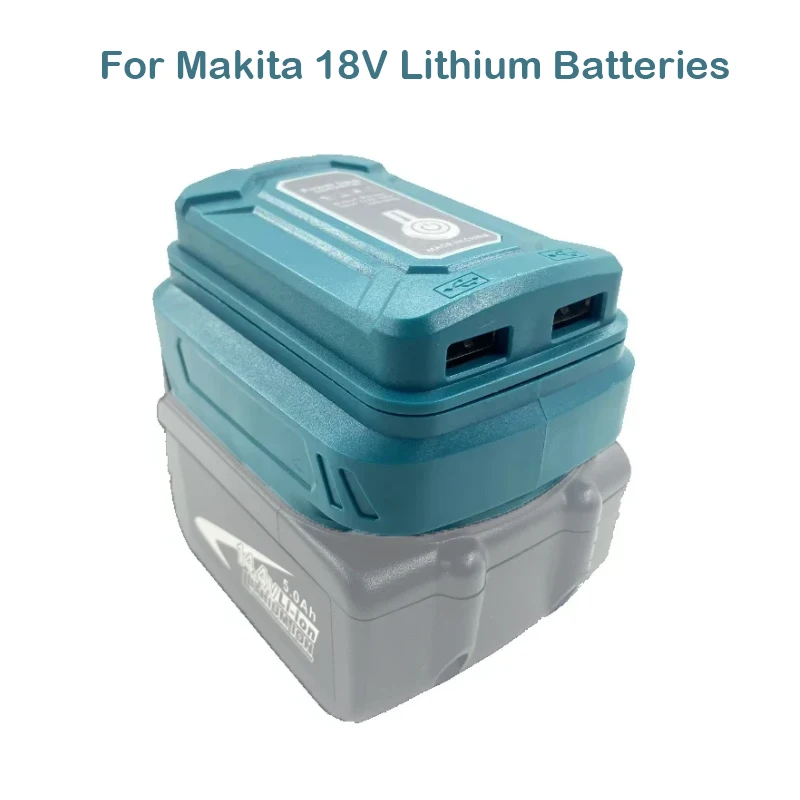 Para Makita 18V BL1840 BL1850 con adaptador de batería de iones de litio de carga rápida USB Dual fuente de alimentación portátil luz LED