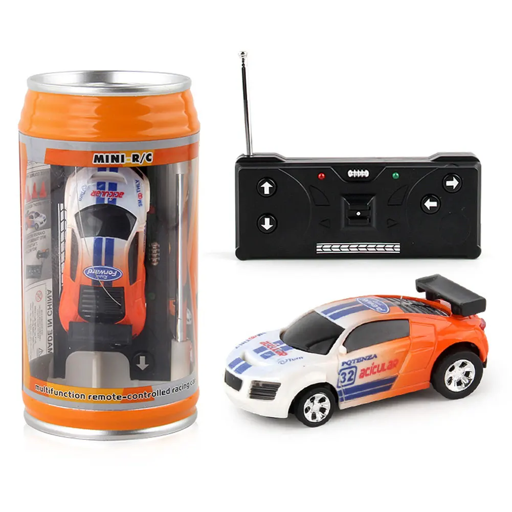 Coke Can Mini Cans RC Car Battery Operated Plastic Remote Control Racing Vehicle with Roadblocks Micro Racing Car for Kids Boys