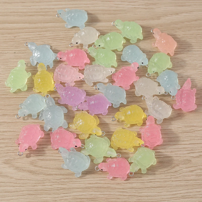 Tusember 10Pcs Cute Cartoon Resin Transparent Jelly Turtle Charms For Earring Bracelet Pendant DIY Jewelry Accessories