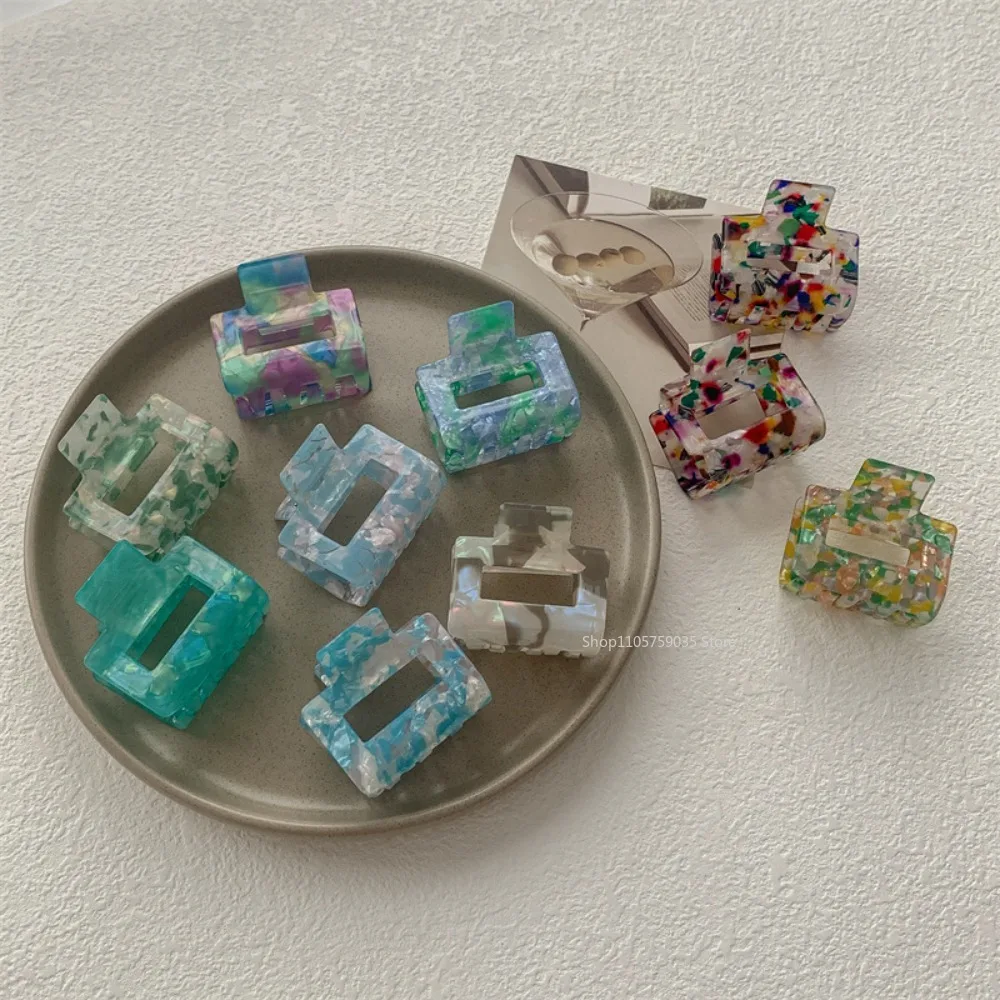 Vintage Colorful Print Square Hair Clip Hair Claw Clips for Women Hairpin Crab Barrette Headband Ornament Hair Accessories