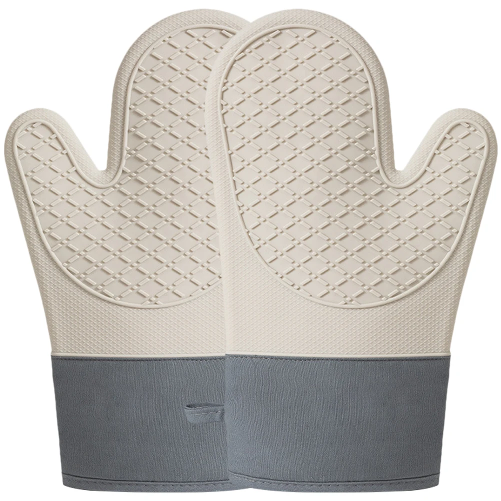 

2pcs Cotton Kitchen Mittens Heat Resistant Oven Gloves Silicone Baking Anti Scald Microwave Silicone Oven Glove Porcelain