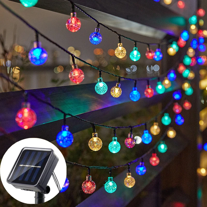 

Рождественские солнечные гирлянды, уличные хрустальные глобусы с 8 режимами, светильник для патио для сада, Рамадана, украшения для свадебной вечеринки