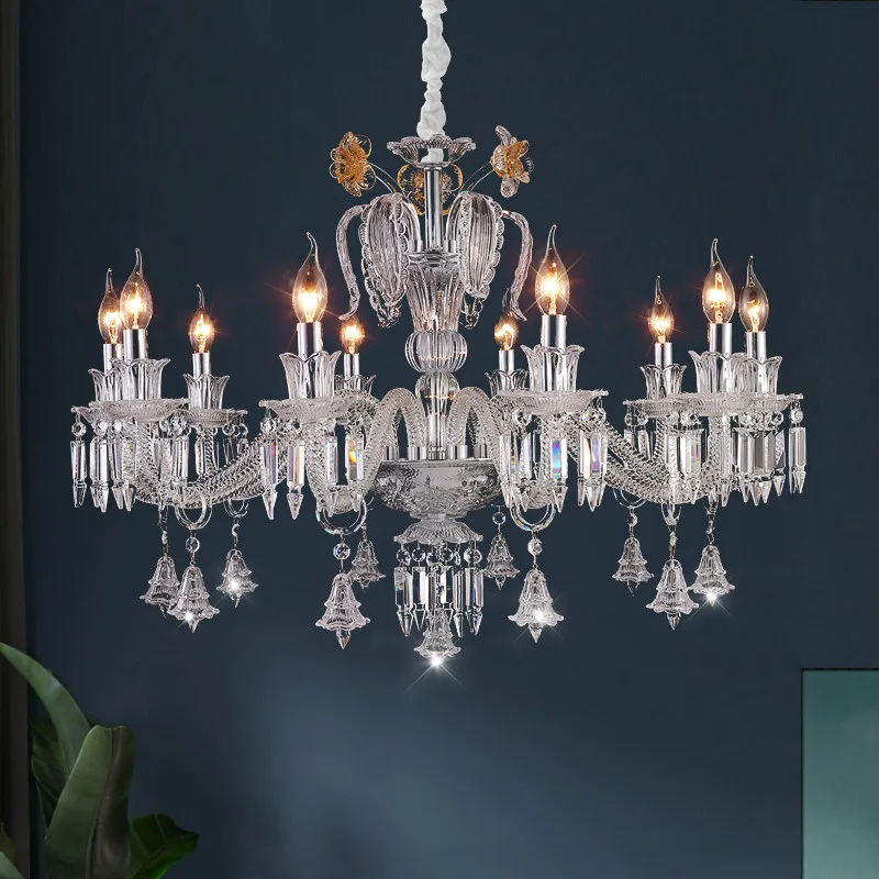French American Retro Led Crystal Chandelier Home Decoration Living Room Bedroom Palace Style Villa Restaurant Hotel Lighting