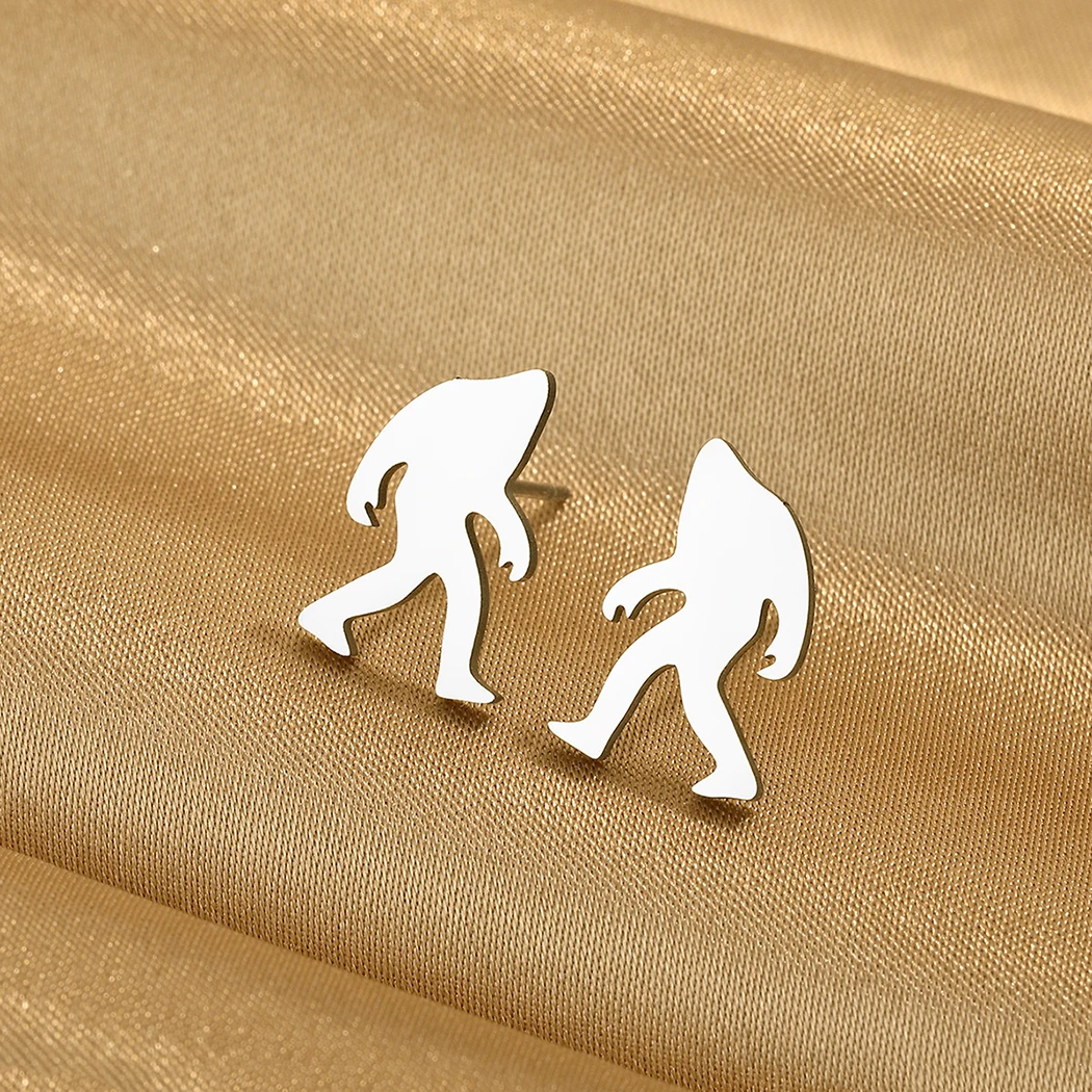 CHENGXUN Tiny Yeti Stud Earrings Stainless Steel Big Foot Earrings Sasquatch Earrings Party Jewelry for Men and Women