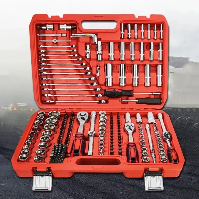 46PCS Sockets Wrench Set Metric Hex Ratchet Socket Wrenches Set Chrome Vanadium Steel Handy Tools Automotive Mechanical Workshop