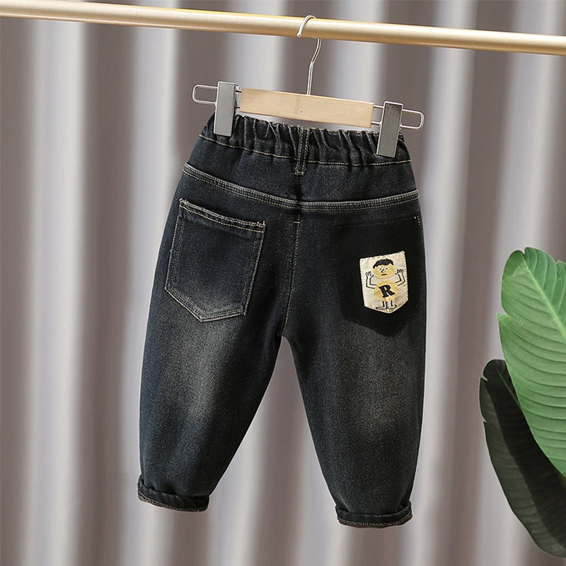 جينز للأولاد مبطن بالصوف، سراويل أطفال للخريف والشتاء، 2025 سراويل صوف متكاملة سميكة جديدة للأولاد، سراويل أطفال غير رسمية