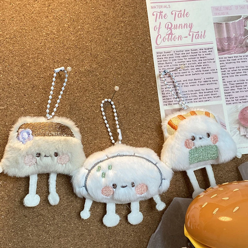 S Cute Sushi Dumpling Food Doll Keychain Girls Cartoon Soft Stuffed Plush Keyring Women Bag Accessories