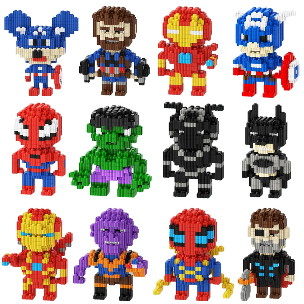 

New Mini Super Cute Hero Cartoon Anime Doll Building Blocks Model Children's Toys Holiday Gifts Assembly Micro Assembled Bricks