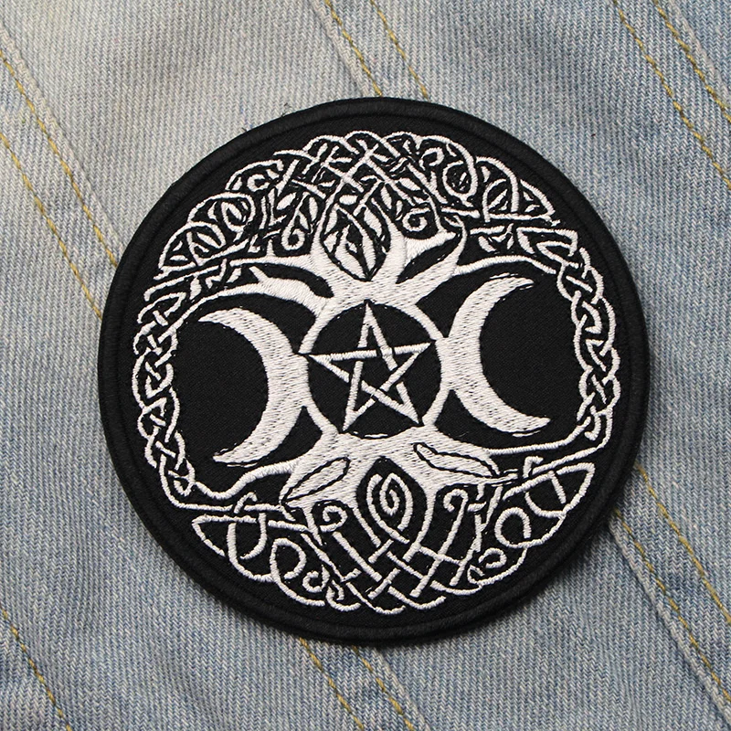 Sun Moon Patch Badge Tree of Life Round Cloth Stickers Clothing Accessories Embroidery Clothes DIY Accessories Ironing Patches