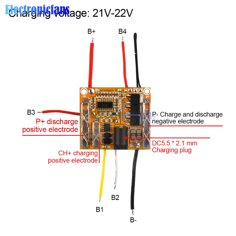 5S 18.5V 21V 18650 Li-ion Lithium Battery Protection Board 18A PCM PCB BMS Circuit Charging Board Module for Power Tools