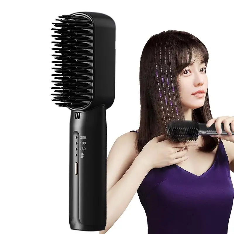 

Portable Hair Straightener Mini Electric Hair Brush Straightener Battery Operated Fast Heating Cordless Hair Straightener