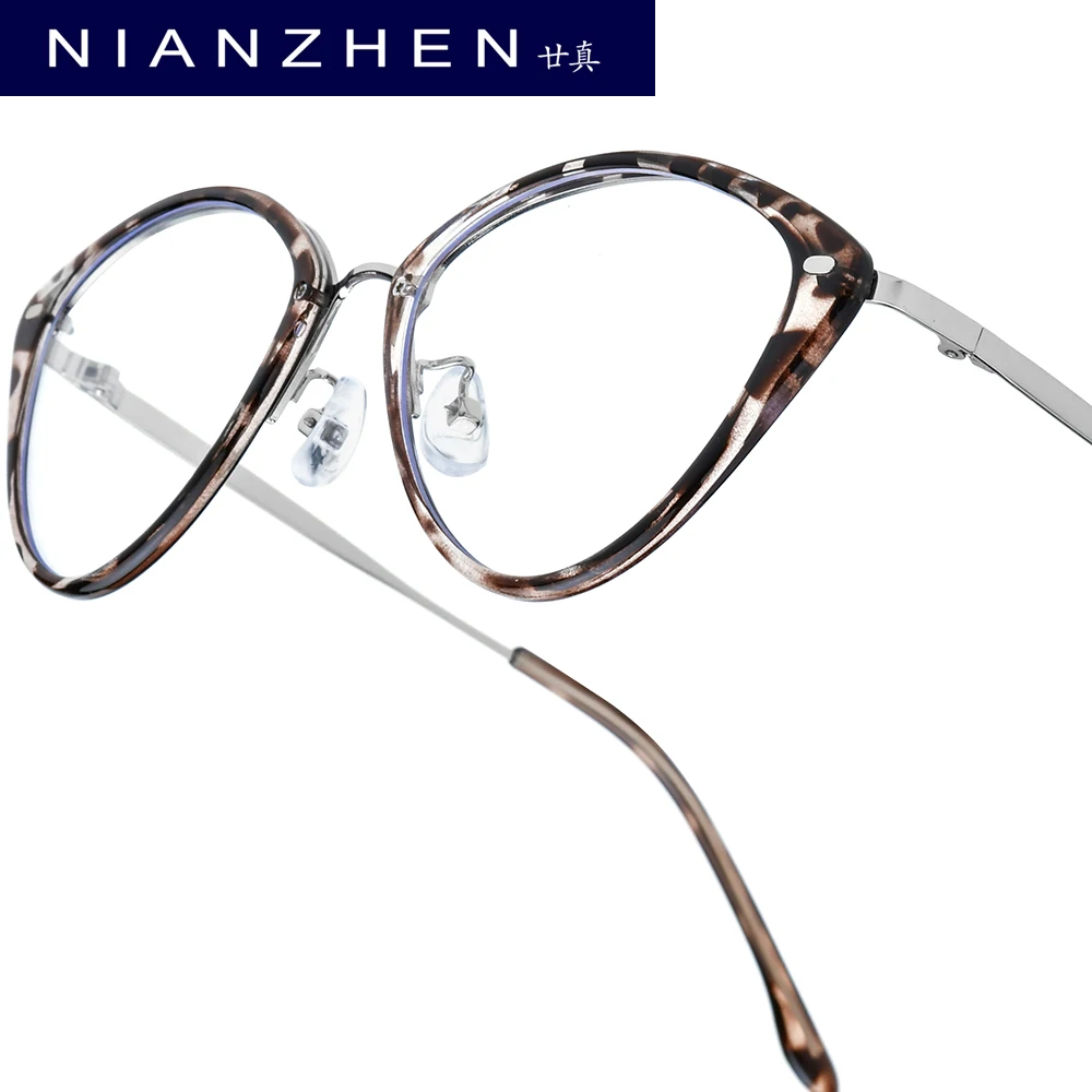 

NIANZHEN TR90 Alloy Eyeglasses Frame Women Cat Eye Brand Design Glasses Men Ultralight Retro Vintage Eyewear Spectacles 11510