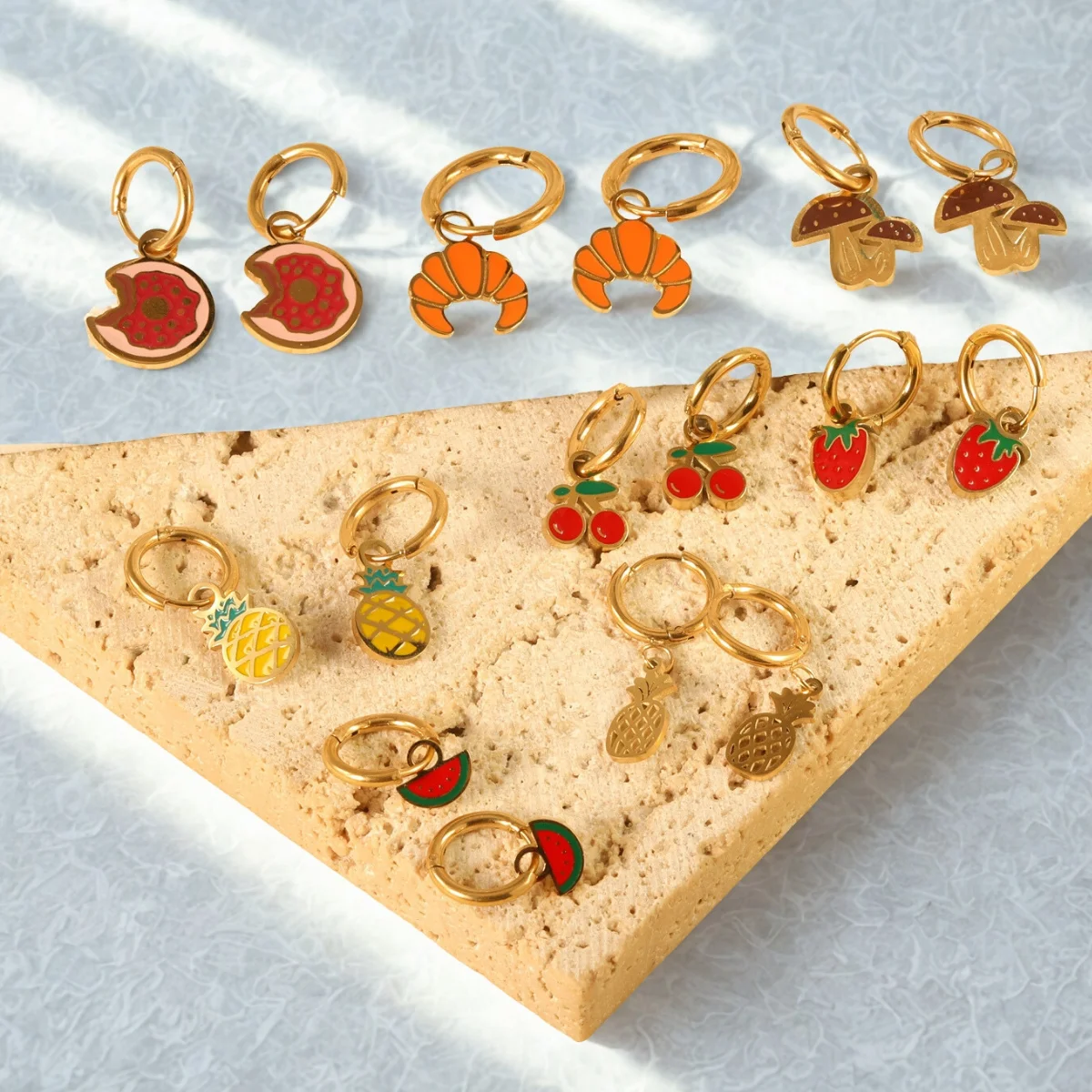 LUXUKISSKIDS Strawberry Charms Jewellery Earrings Cute Red Cherry Drop Pendients for Girls/Woman Steel Fruits Accessories Gifts