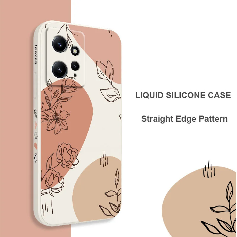 Flowers Morandi Phone Case For Xiaomi Redmi Note 12 12S 11 11S 10 10T 10S 9 9S 8 7 Pro Plus 4G 5G Liquid Silicone Cover