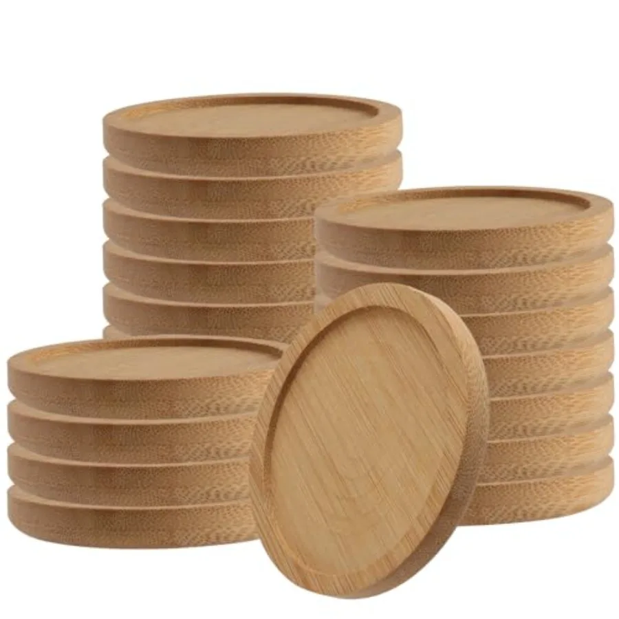 

JEUIHAU 20 шт. 3-дюймовое бамбуковое блюдце для растений, круглый поднос для растений, подносы для капель для внутреннего и наружного цветочного горшка