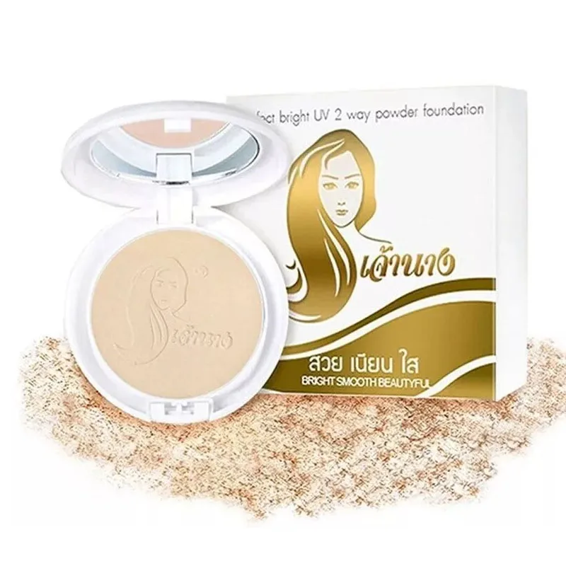 

Thai Chaonang 10g UV 2-Way Powder Foundation Brightening Waterproof Sweatproof Makeup Tool for Perfect Finish