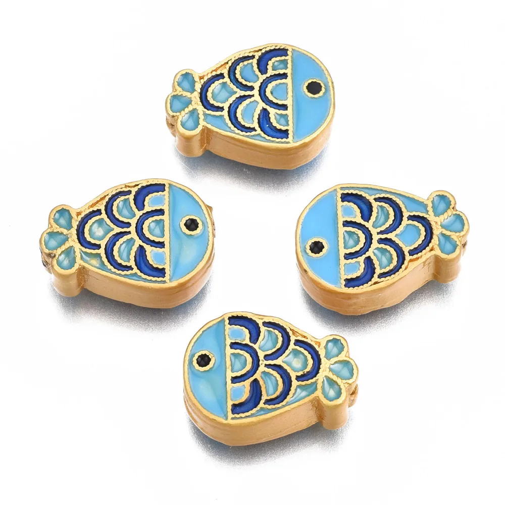 

20Pcs Alloy Enamel Fish Beads Ocean Animal Loose Bead f for DIY Necklace Earrings Jewelry Making Craft Supplies 14x10x5mm