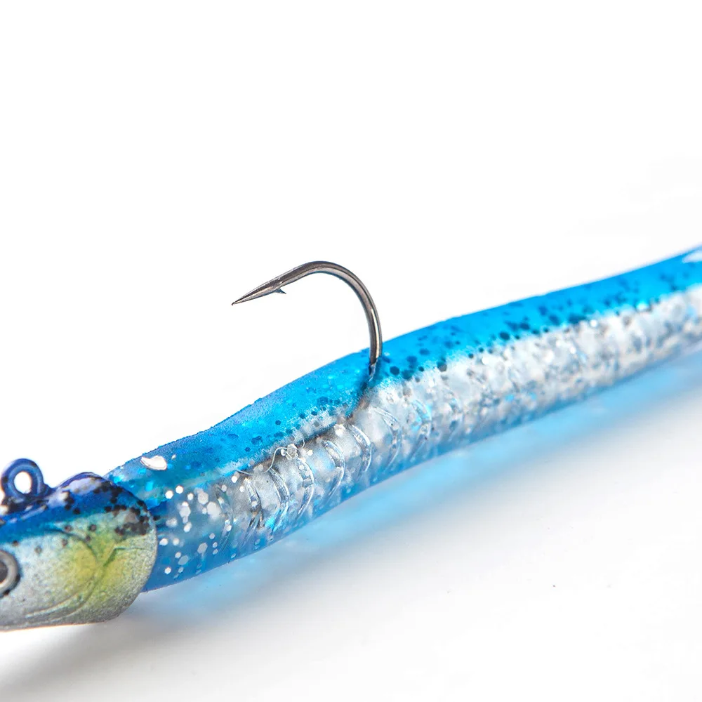5 Stück/Beutel Angelköder mit Jigkopf, Weichköder 10g/0,35oz 11cm/0,39in Wobbler Schwimmköder mit Haken für Hecht, Barsch, Meeresfischen – Detail 3