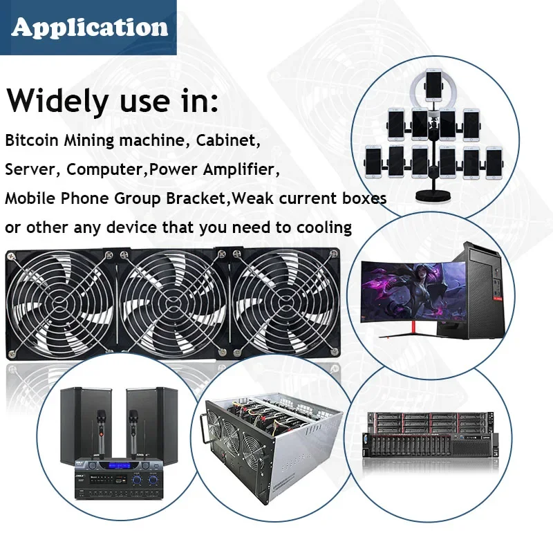 120 mm 3000 U/min Lüfterkühlung mit Controller 12 cm 12 V 220 V BTC-Maschinengehäuse Workstation Schrank Kühler Serverlüfter