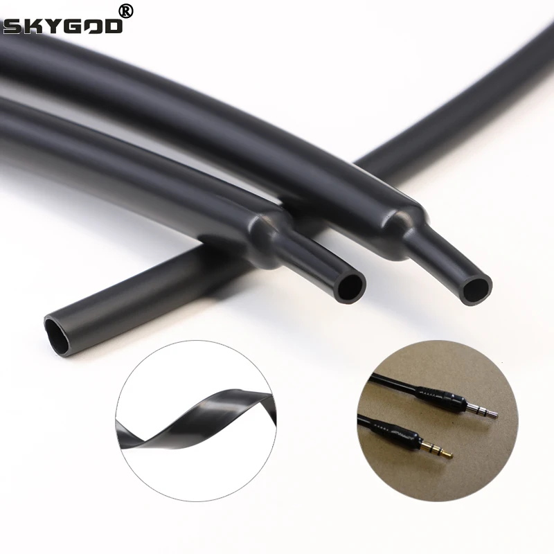 1~50m Flexible Black Shiny Heat Shrink Tube 2:1 Diameter 1mm~20mm Cable Sleeve Professional Audio Earphone Line Wire Protector