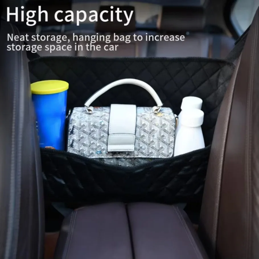 PU Leather Car Storage Pocket Hanging Seat Bag Auto Interior Organizer Handbag Holder Multifunction Back Storage Pocket 1x