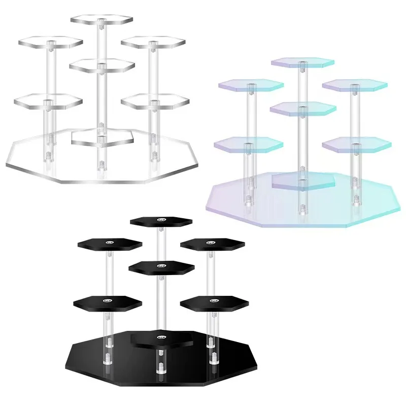 Clear, Black and Dazzling Colorful Acrylic Display Stand for Action Figures, Blind Box, Toys, Cupcakes, Cosmetics and Jewellery