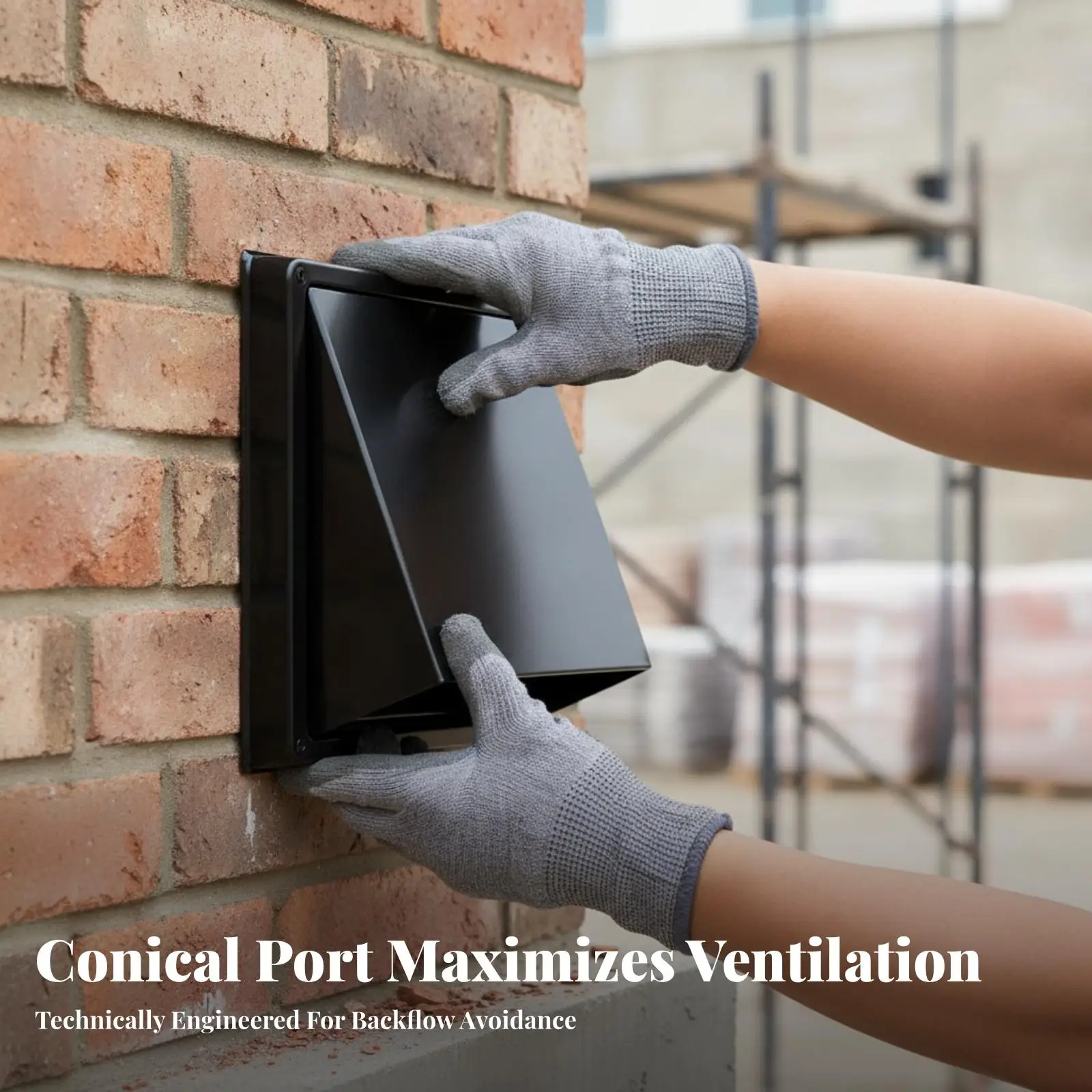 Black Square Exterior Dryer Vent Cover with Screen for Home Ventilation System Sloped Cap Design for Rain and Wind Protection