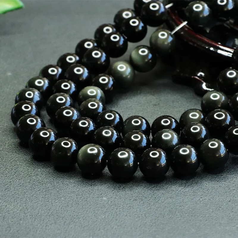 Double Rainbow Eye Obsidian Round Bead Long Chain Bead String Accessories work in progress