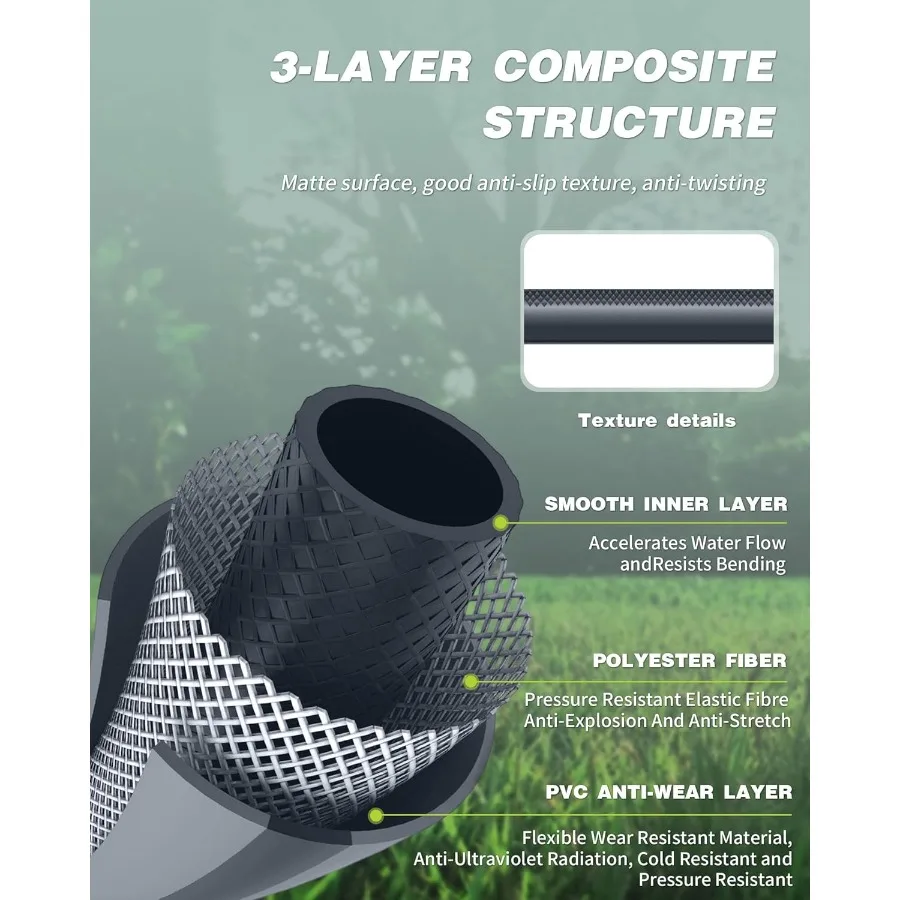 Retractable Garden Hose Reel 5 8 in x 75 ft Professional Metal Bracket with 9Pattern Metal Nozzle and UV Resistant Brass Fittin