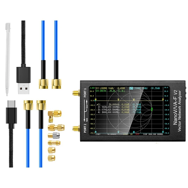 Nanovna-F V2 Vector Network Analyzer 50Khz-3Ghz Antenna Analyzer Network Cable Tester 4.3 Inch Network Tools