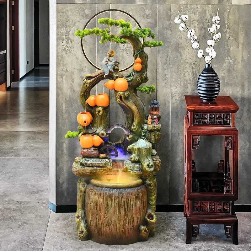Chinese-style Zen flowing water lucky feng shui wheel ornament, Wufu Linmen home furnishing, living room entrance office