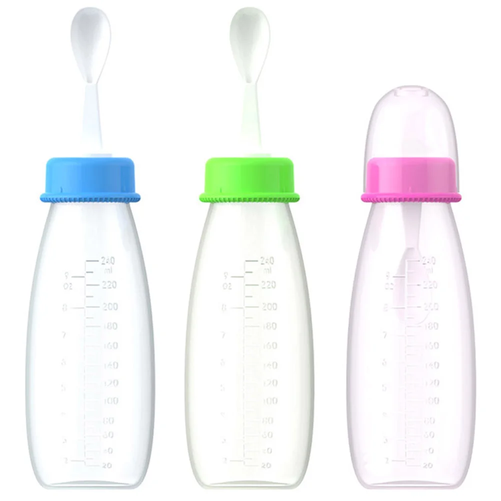 

3 Pcs Rice Cereal Bottle Baby Formula Paste Feeding Squeeze Spoon Plastic Feeder PP Bottles Newborn