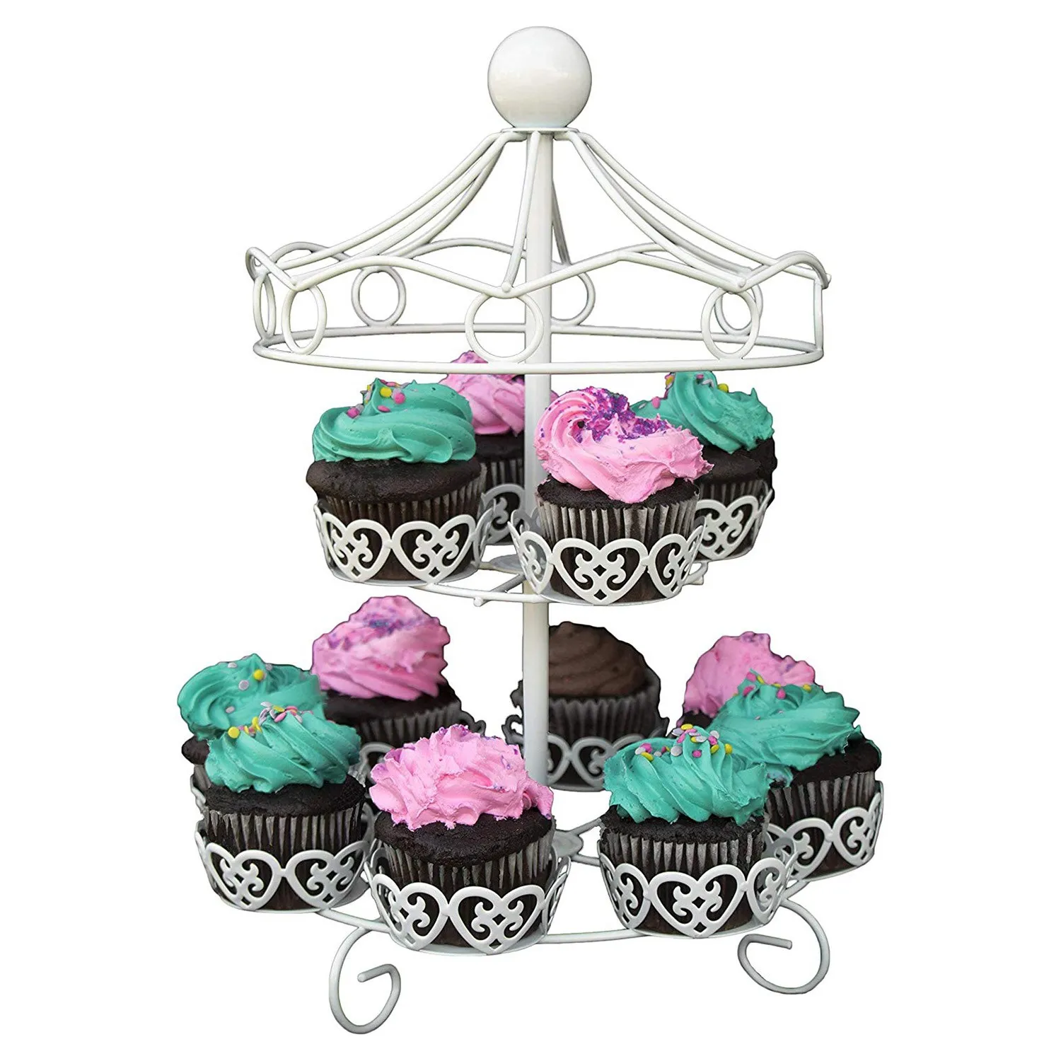 AEE2-2 Layer-12 Count Carousel Cupcake Stand Holder Display Wedding Cake Cup Display Stand