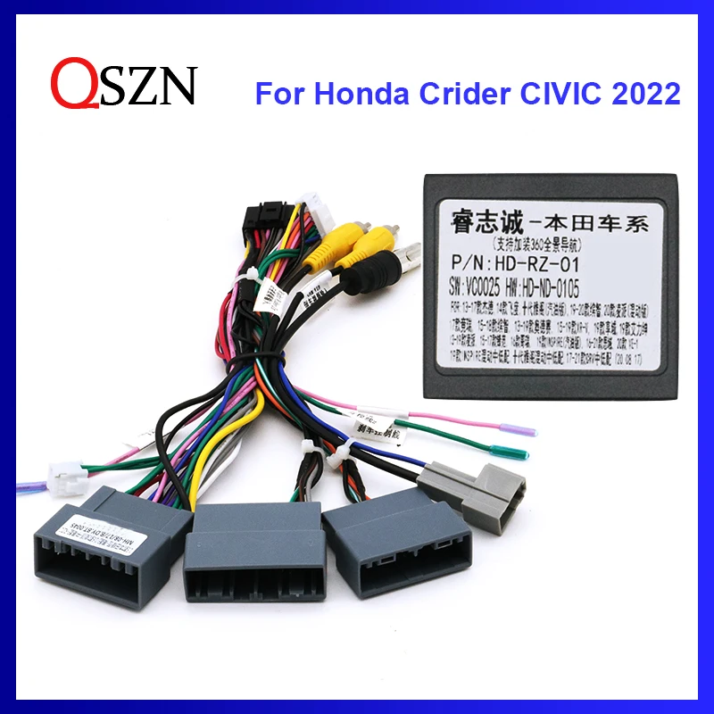 16 PIN Car Radio Canbus Box Decoder HD-RZ-01 For Honda Crider CIVIC 2022 Wiring Harness Power Cable