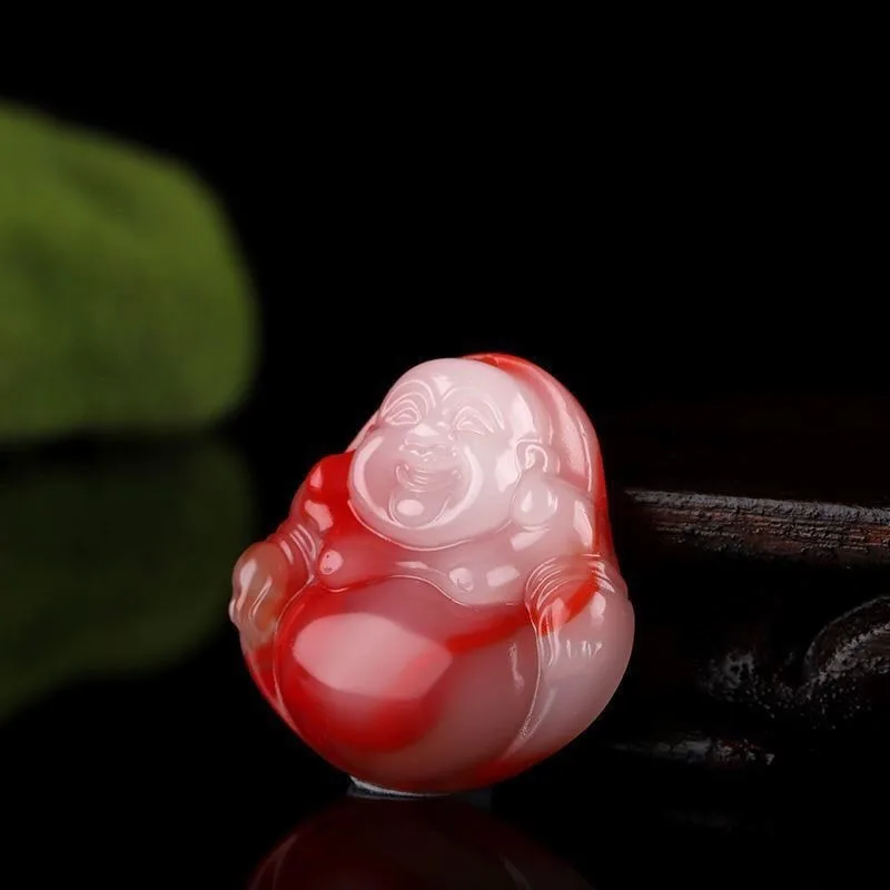 قلادة قلادة على شكل دم الدجاج الطبيعي من اليشم بوذا قونغ، إكسسوارات الموضة الكلاسيكية