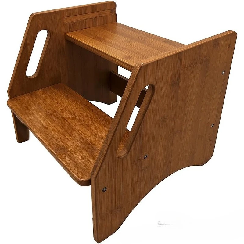 Wooden bamboo and wood step stool, hand stool steps, toddler learning baby washstand, foot stepping stool, wooden ladder