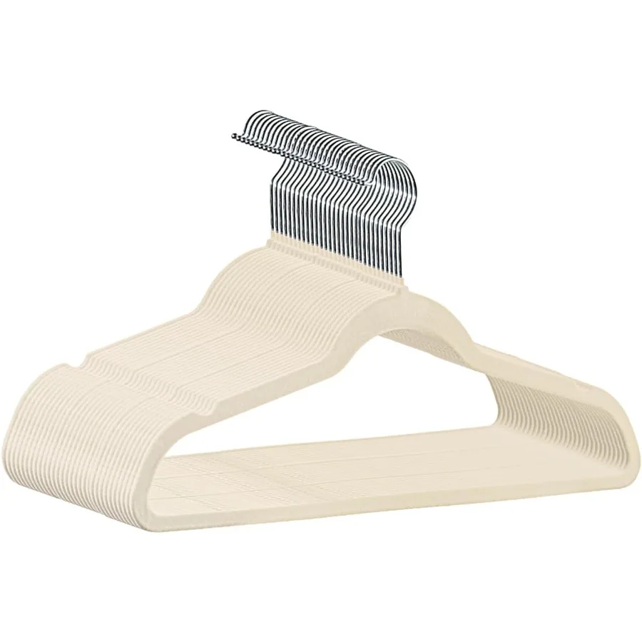 شماعات مخملية ممتازة مكونة من 30 عبوة من شماعات الملابس غير القابلة للانزلاق مع خطافات دوارة 360 درجة وتصميم نحيف لحد الأقصى