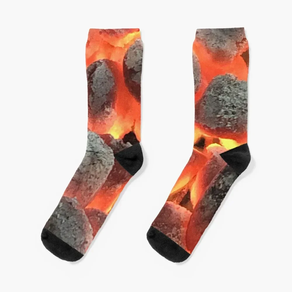 Fiery Red Hot Coals Photography Socks set hockey custom Boy Socks Women's