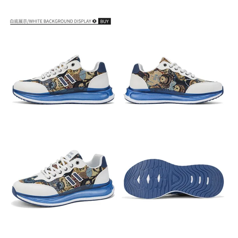 Korean Ins Retro Cartoon Woven Sneakers 2026 Summer Trendy Shock Absoing Breathable Male Student Platform Footwear