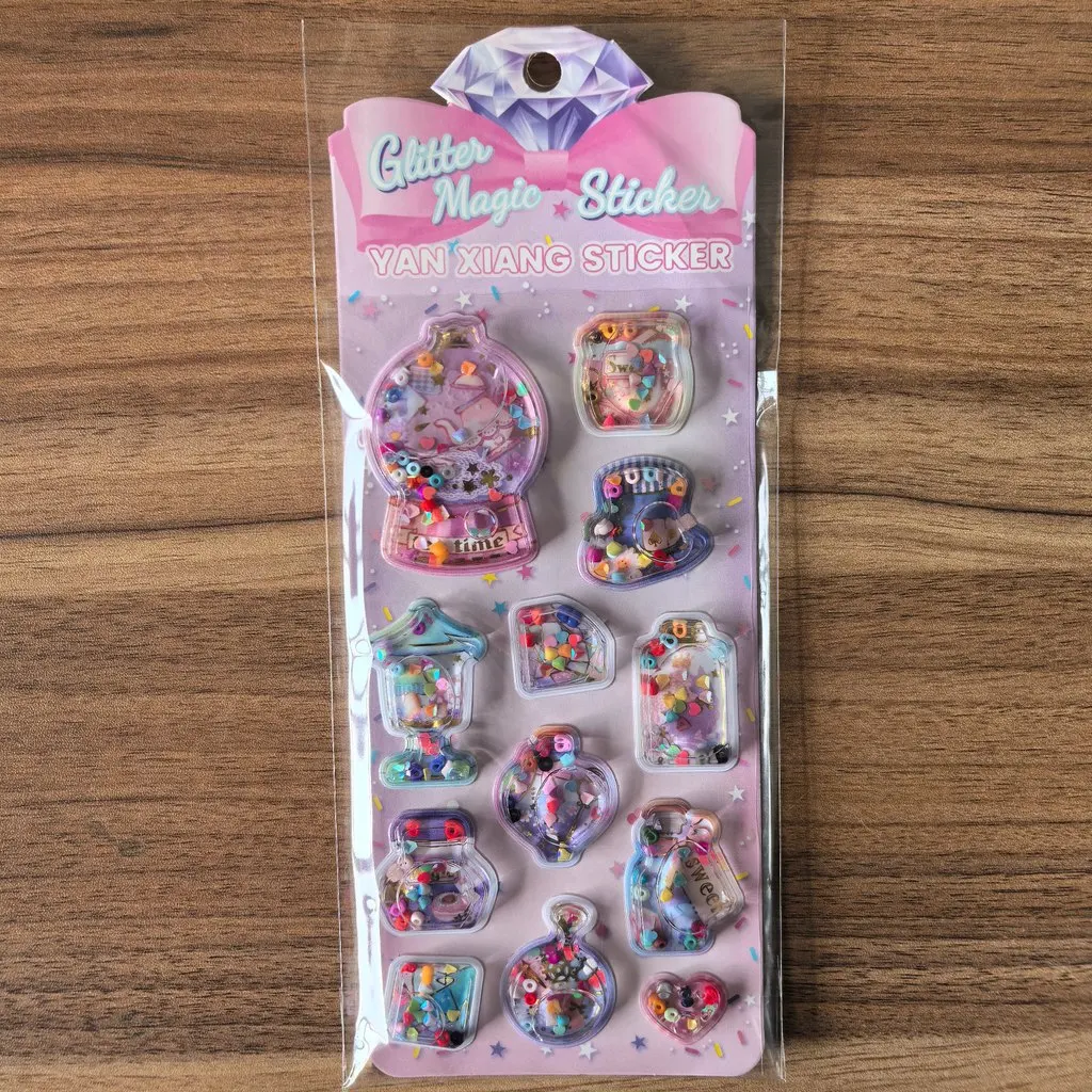 مجموعة ملصقات سحرية لامعة مكونة من 4 قطع شارات زخرفية مملوءة بالترتر لمذكرات المجلات والحرف اليدوية للأطفال لتسجيل متجر YourLife