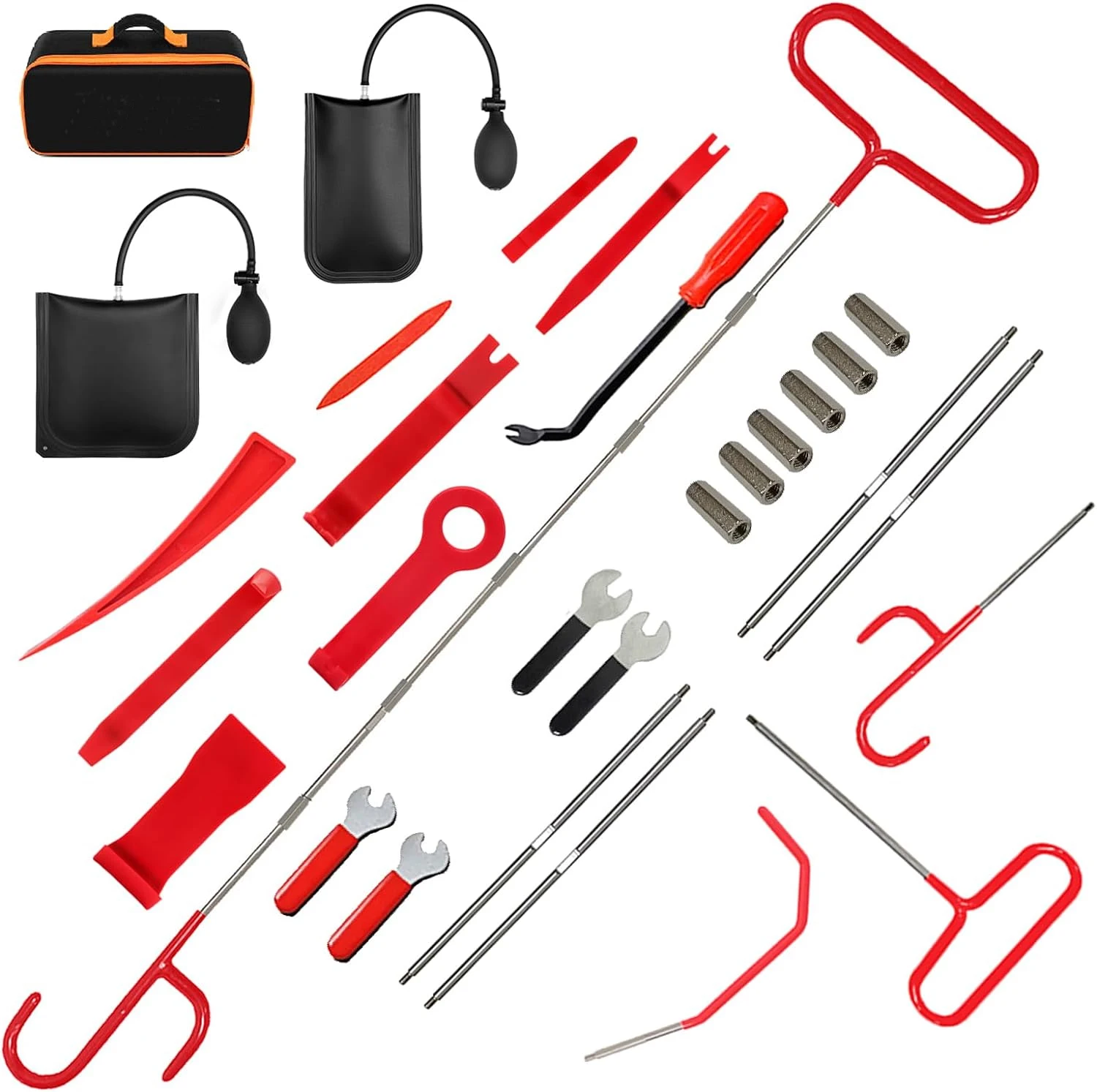 Stainless steel long distance car emergency key hook tool 7-piece set hook tool 27pc set wedge airbag wrench combination tool