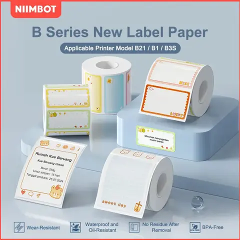 Niimbot B21/B1/B3S 열 라벨 색상 자체 접착 스티커 방수 20-50mm 만화 종이 롤 홈 주방 라벨 메이커 Best5 Niimbot B21/B1/B3S 열 라벨 색상 자체 접착 스티커 방수 20-50mm 만화 종이 롤 홈 주방 라벨 메이커 Best5
