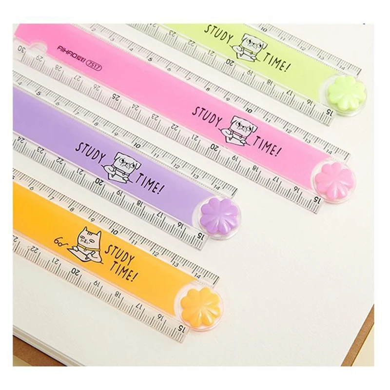 30CM New Cute Kawaii Study Time Color Folding Ruler Multifunction DIY Drawing Rulers Kids Students Office School Stationery