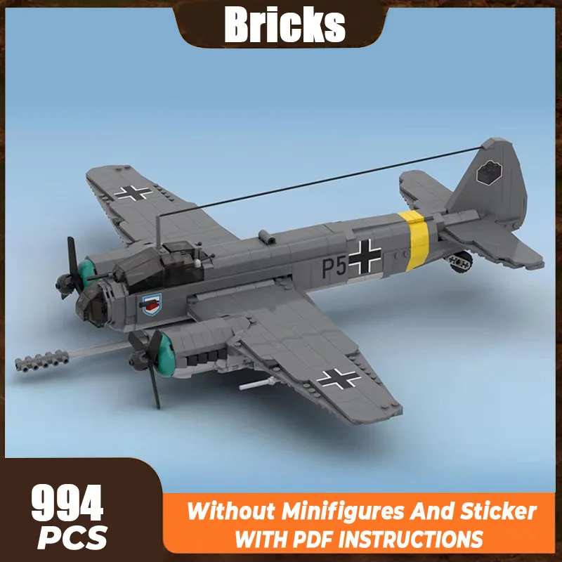 Moc Mattoni da costruzione Modello di aereo militare Junkers Ju 88 Tecnologia da caccia Blocchi modulari Regalo Giocattolo di Natale Set fai da te Assemblaggio