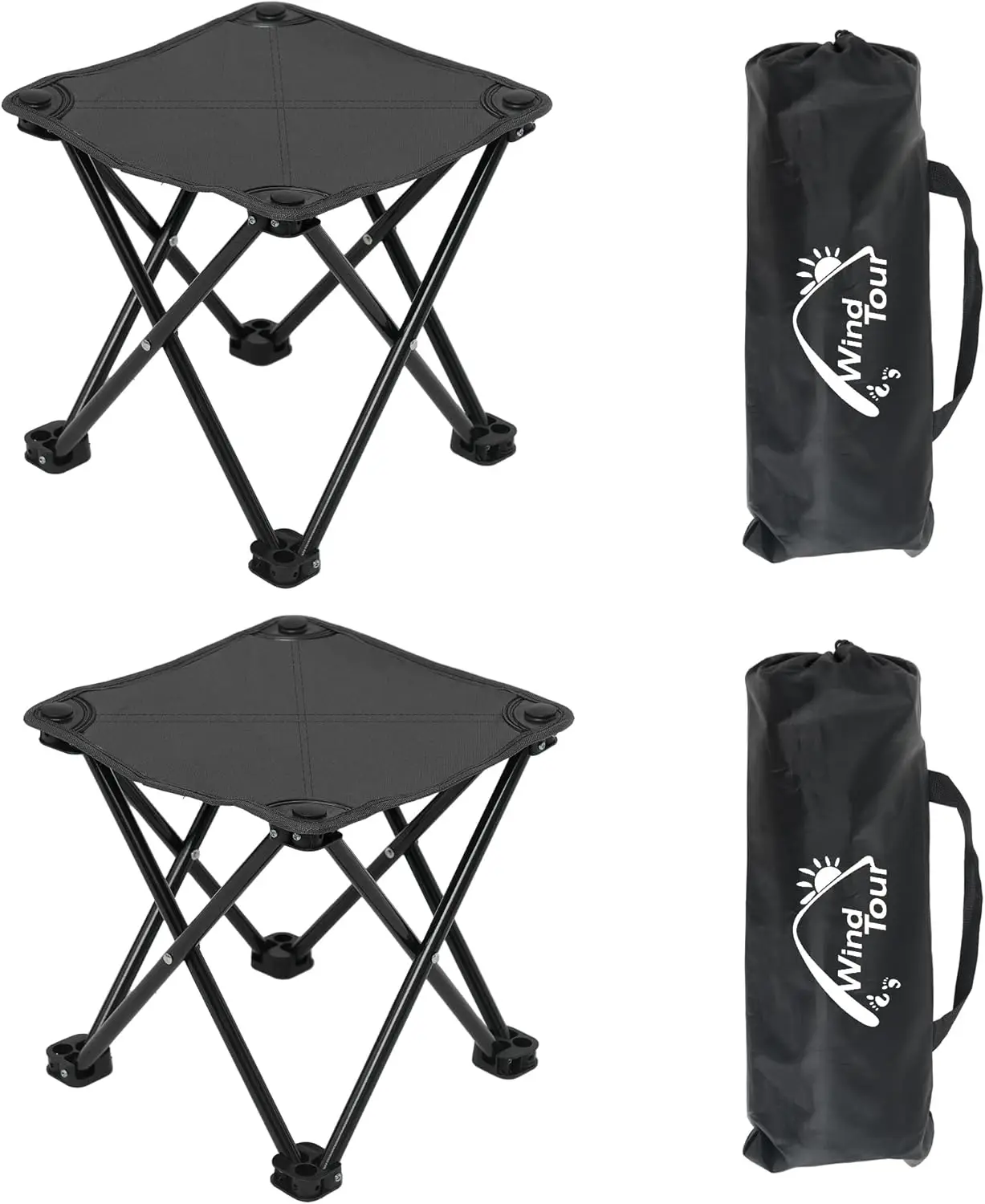 مقعد تخييم محمول قابل للطي، كرسي خارجي خفيف الوزن لصيد الأسماك والمشي لمسافات طويلة والبستنة والشاطئ - أسود مع حقيبة حمل #1