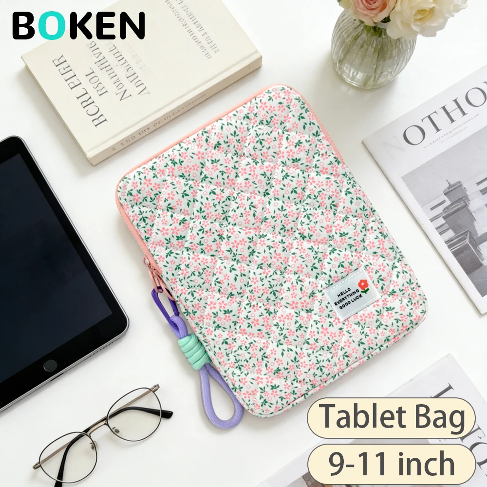 

Сумка для планшета с цветочным принтом для iPad Air/Pro 9–11 дюймов, планшета Samsung, с ремешком на ручке, портативный защитный чехол для женщин