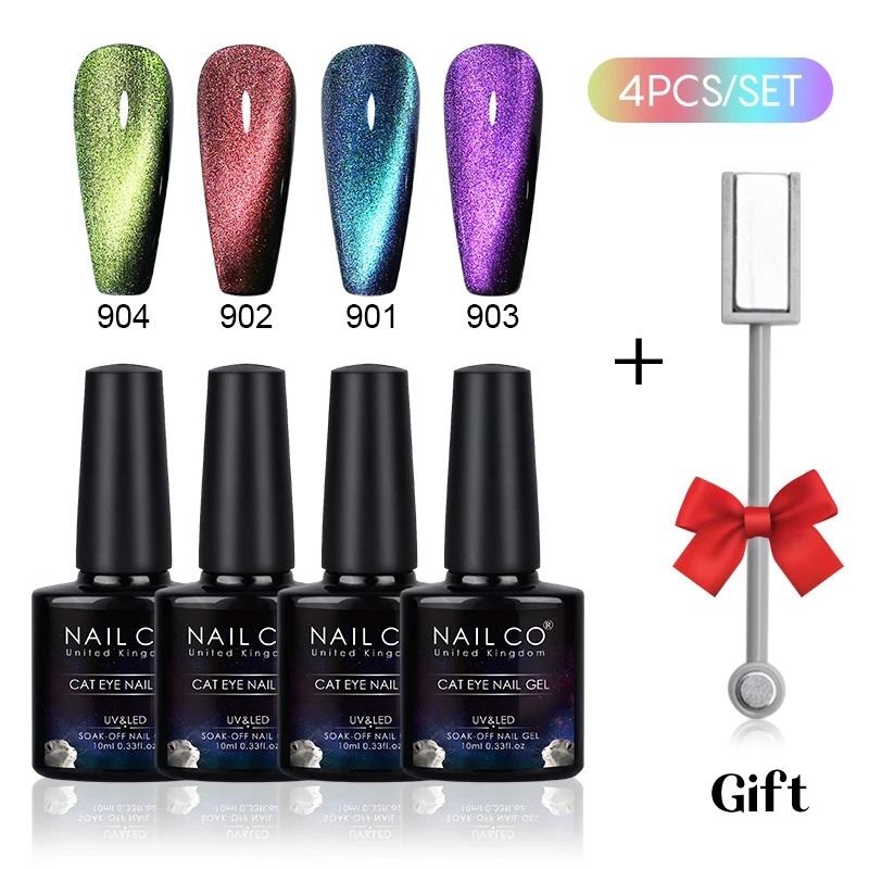 NAILCO 10ml Glitter Nail Polish Strip Magnet Stick Cat Eyes Gel Polish Set Line Magnetic Board Painting Gel Varnish Magnet Tool