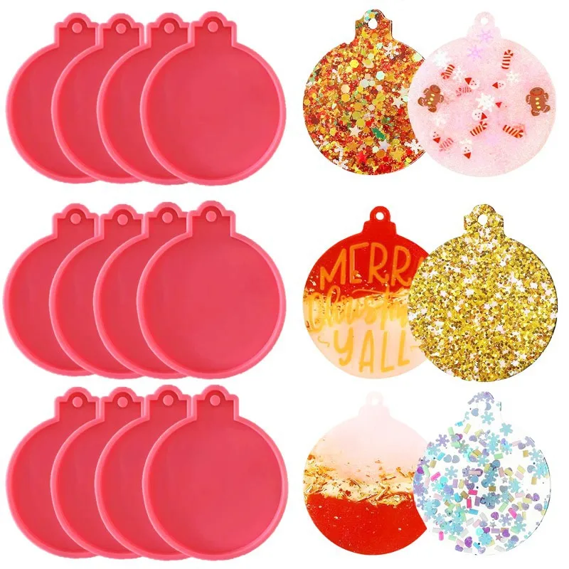 DIY Crystal Epoxy Silicone Mold Christmas keychains Hanging Pendant Molds Decoration Jewelry Silicone Mould For Resin Making