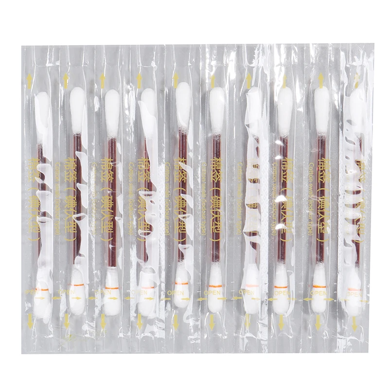 10X Disposable Medical Iodine Cotton Stick Swab Home Emergency Nose Ears Clean