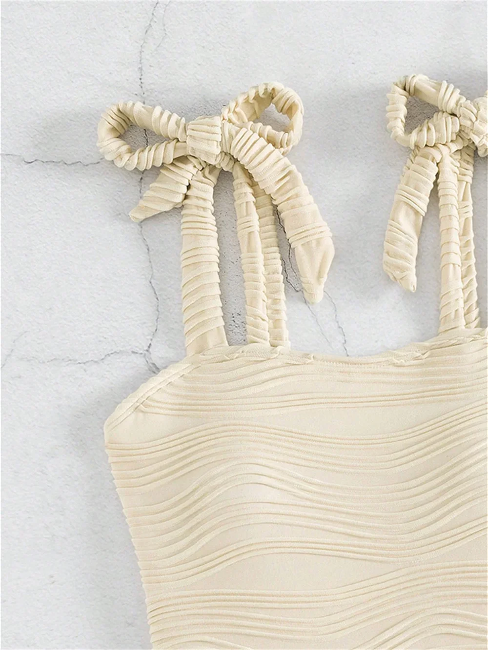 Sexy Bandage Tie Up Bikini Einteiliges Rippen Badeanzug Badeanzug Y2K Urlaub Bademode Pads Frauen Strand Outfit Bikinis de Mujer